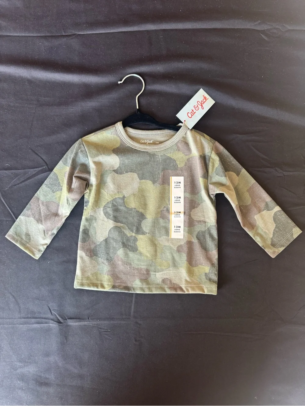 NWT Cat & Jack Baby 12M Camo Camouflage Long Sleeve T-Shirt Tee Green